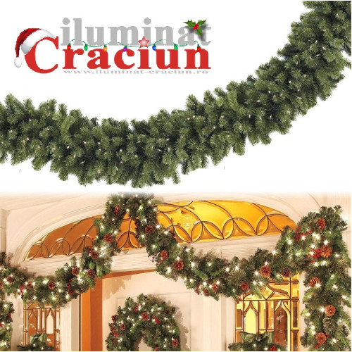 Decoratiune ghirlanda din brad artificial cu fructe si conuri 200 cm cu LED-uri