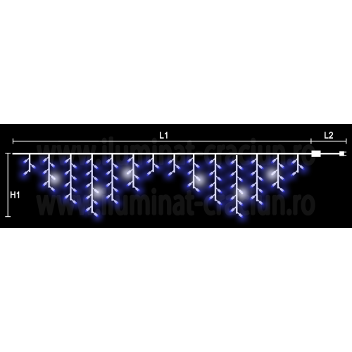 Instalatie streasina sir 64 LED Albastra + FLASH 1.6x0.7m - Exterior gama S-OUT