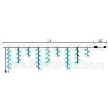 Instalatie streasina sir 300 LED Alb Rece 750x50cm - Fir Negru-interior