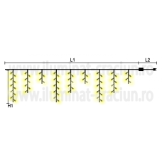 Instalatie streasina sir 50 LED Alb Cald cu FLASH 3x0.4m fir negru DD 9005-WW - Exterior gama sistem PROFI