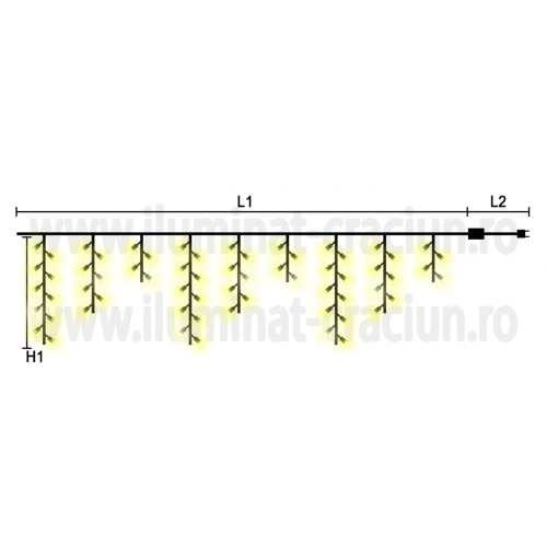 Instalatie streasina sir 100 LED Alb Cald 2x1m fir negru DD 9006-WW - Exterior gama sistem PROFI